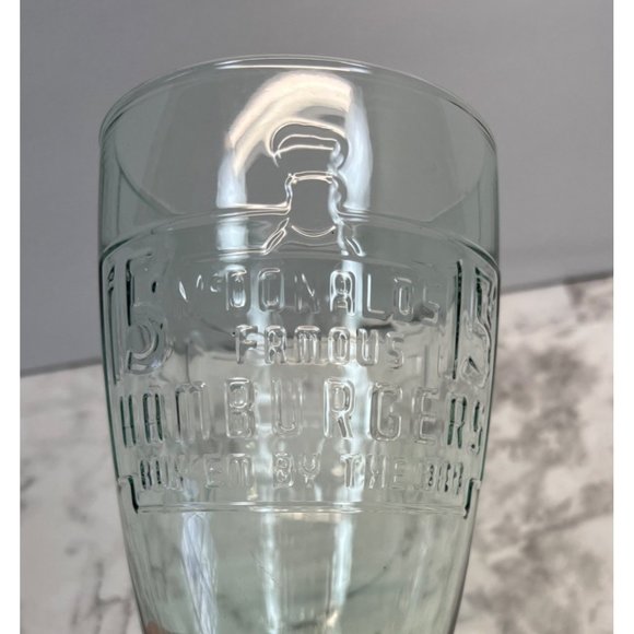McDonalds Green Glassware 1948 Famous 15 Cent Hamburger Retro Drinking Glass Cup - Picture 2 of 8